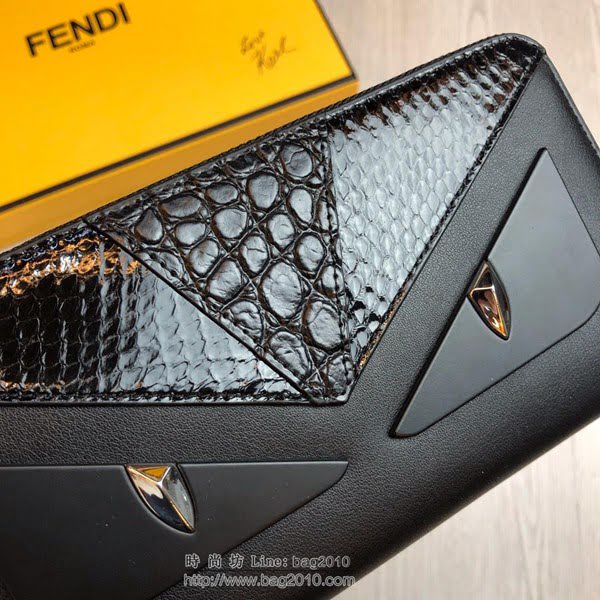 FENDI拉鏈錢包 19年春夏季最新手包 小摔牛皮 芬迪長錢包  fdz2133